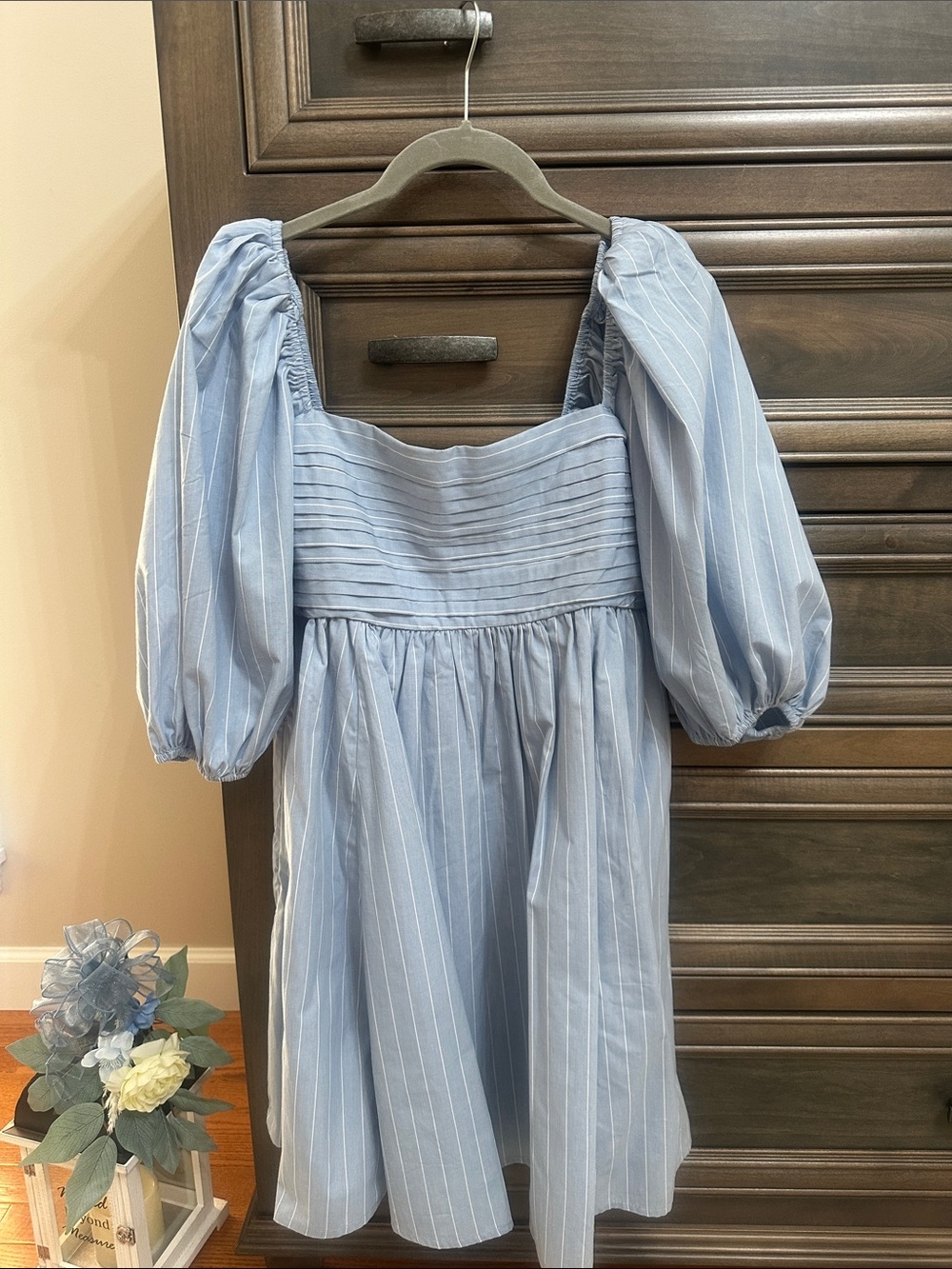 Abercrombie & Fitch Light Blue/White  Smocked Dress